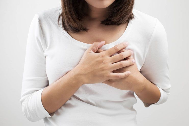 Pain or tenderness around the breast and the chest region
