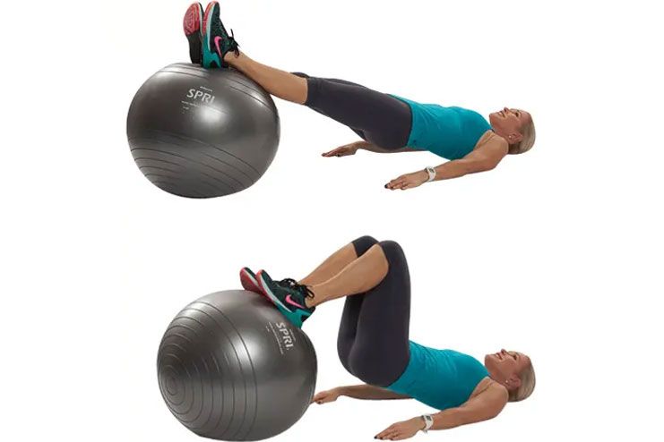 Stability Ball Hamstrings Roll-In A Fun Squat Alternative for Bad Knees